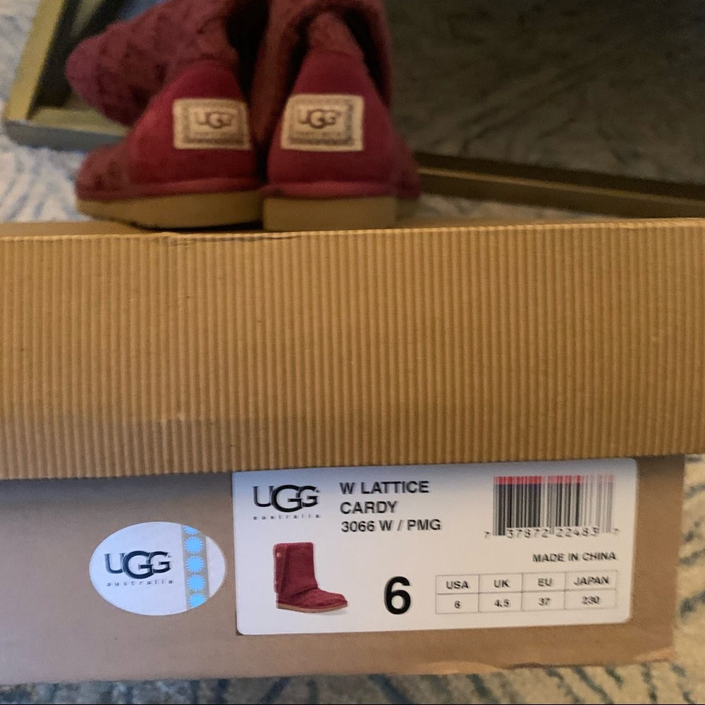 Ugh Cardy Boots With Lattice, Raspberry In Color,… - image 3